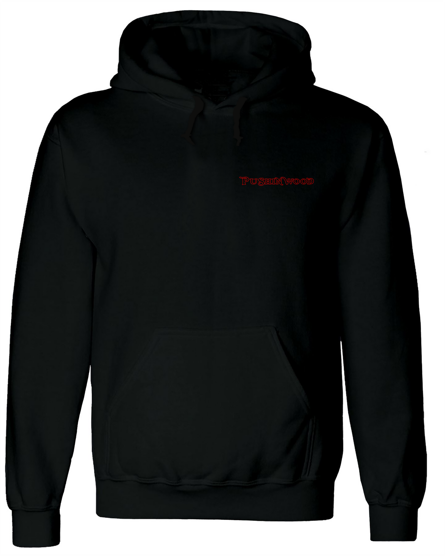 Pocket PushinWood Hoodie with Red Bucket Head Backprint