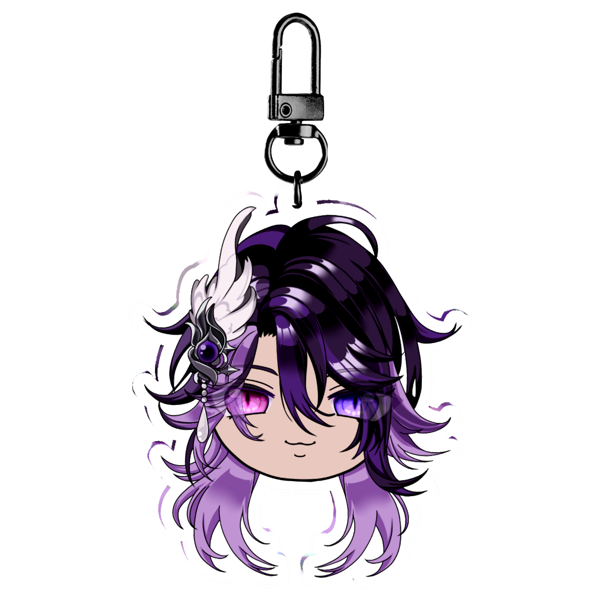 Bubi Head- Purple Hair Acrylic Keychain