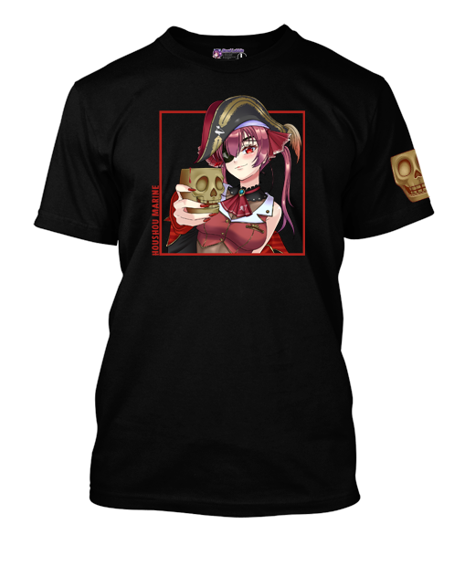 Houshou Marine Square Designed T-Shirt with Sleeve Mascot.