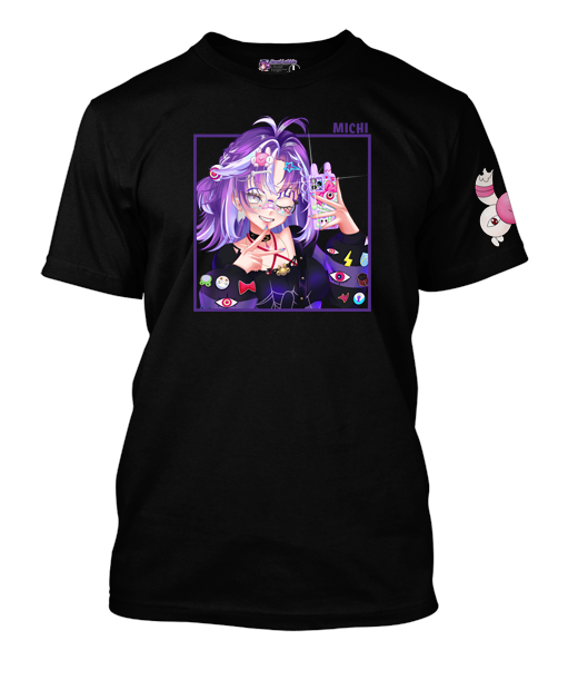 Michi Square Designed T-Shirt with Sleeve Mascot.