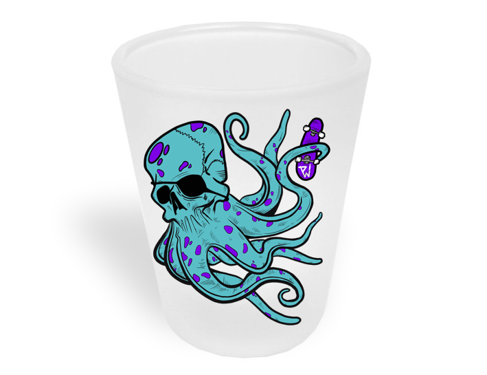 PushinWood Double Printed Shot Glass-Octo Logo with Hit Your Shots