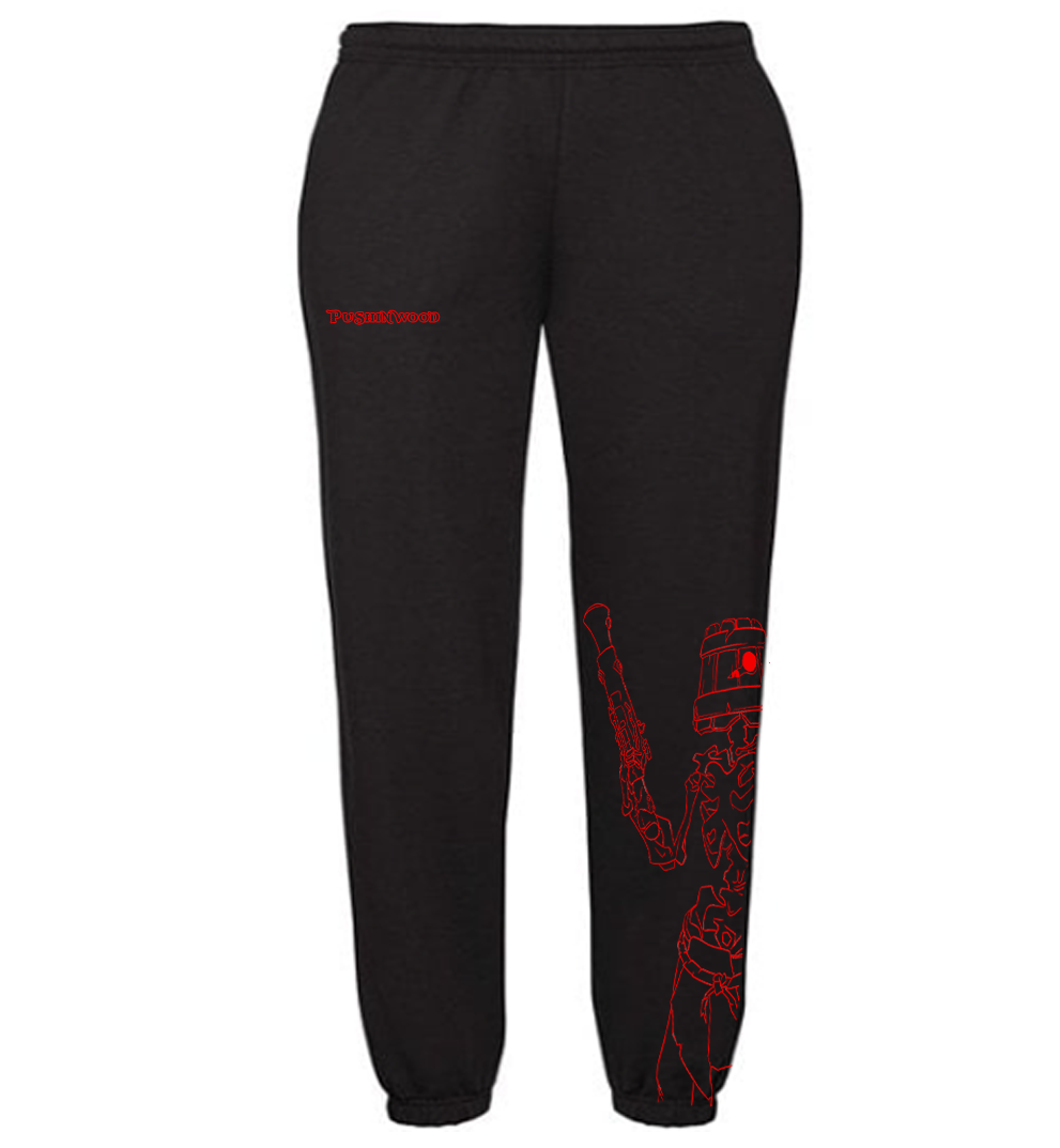 PushinWood Red Bucket Head Joggers with Wrap Around Print