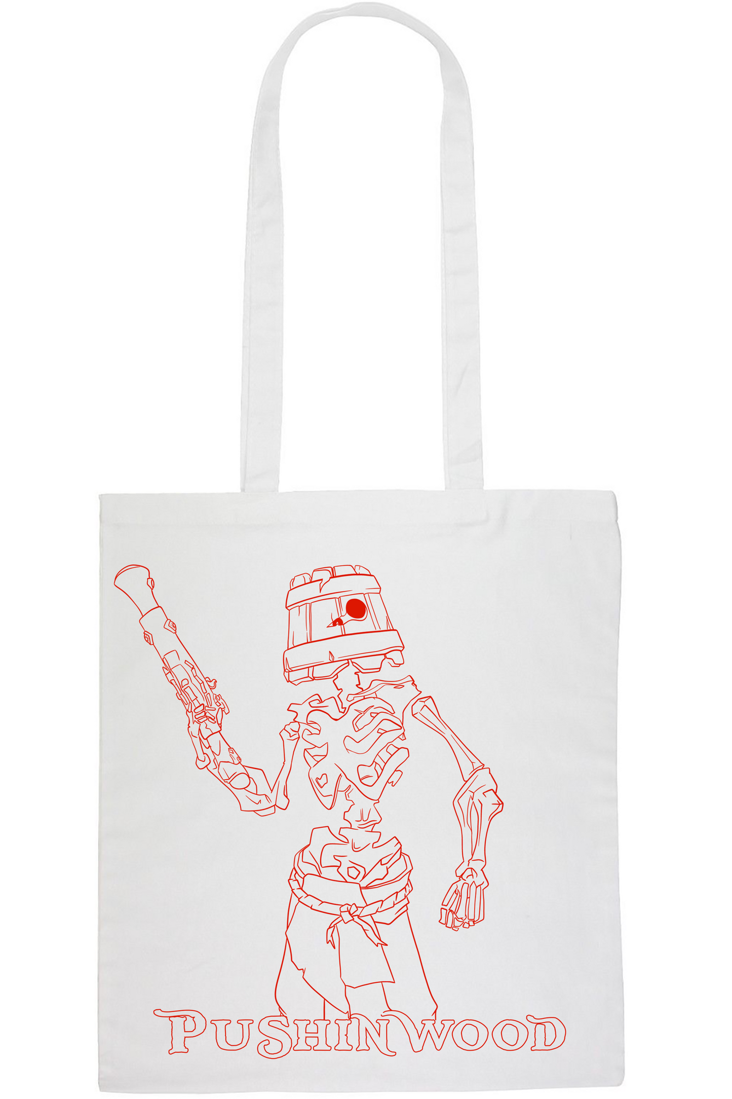PushinWood Red Bucket Head Tote Bag