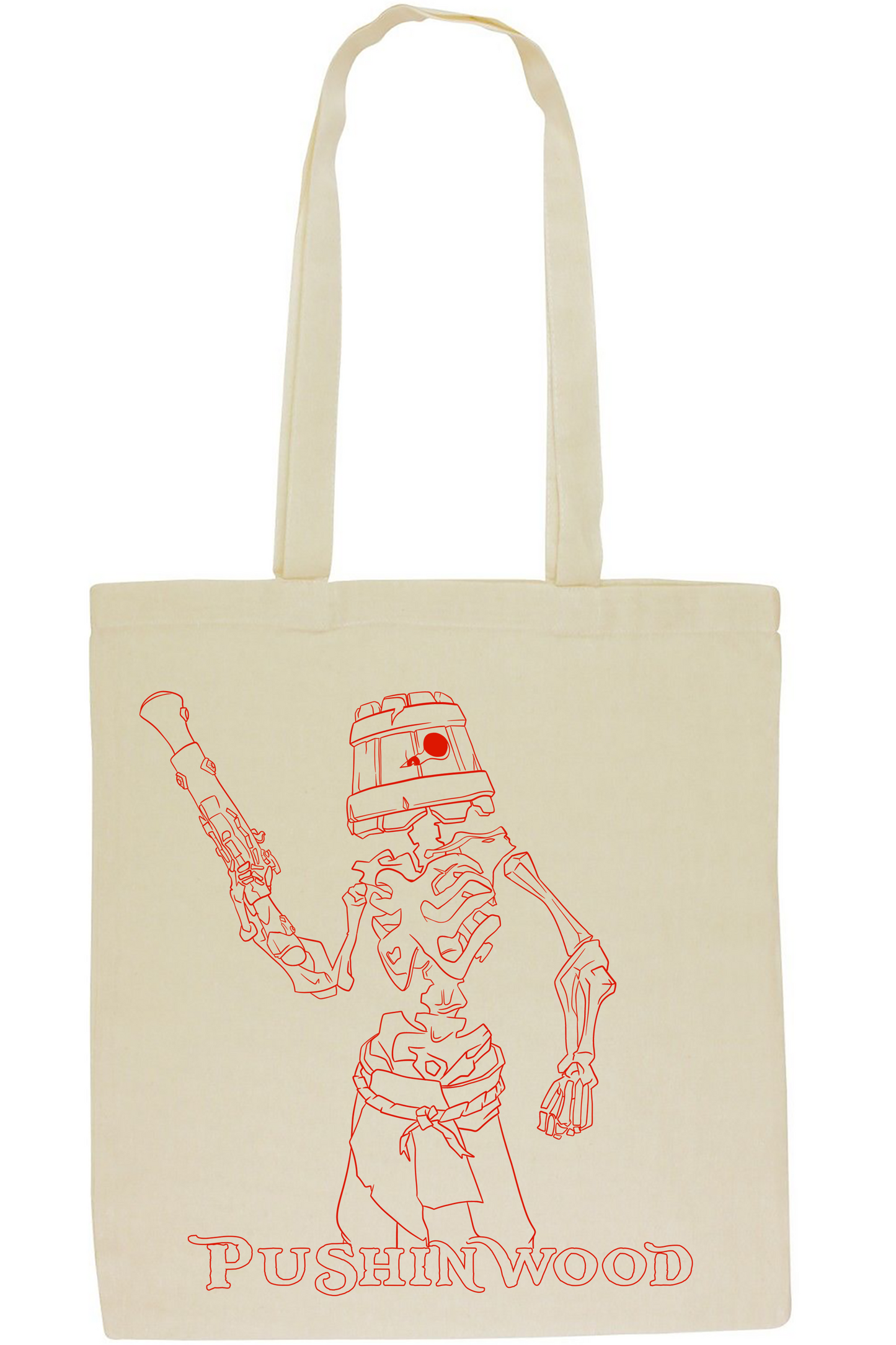 PushinWood Red Bucket Head Tote Bag