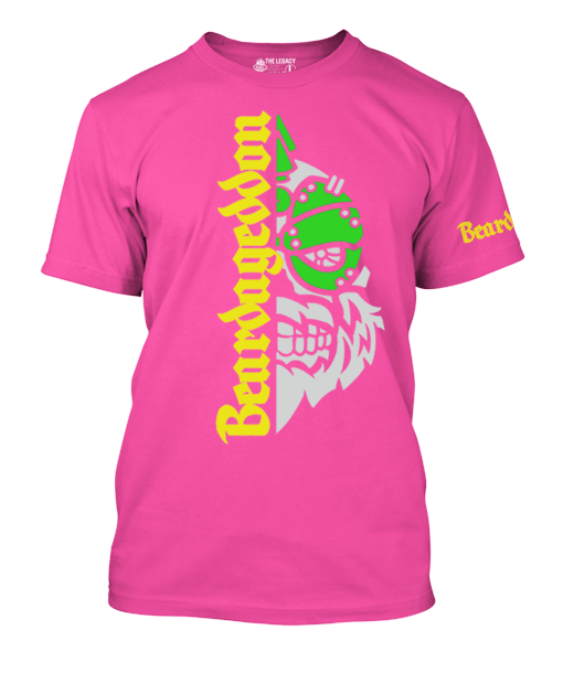 YOUR HWAY! Active Wear T-Shirt Half Skull Front-Green And Pink Design