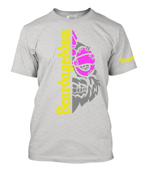 YOUR HWAY! Active Wear T-Shirt Half Skull Front-Yellow and Pink Design