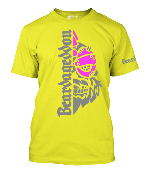 YOUR HWAY! Active Wear T-Shirt Half Skull Front-Yellow and Pink Design