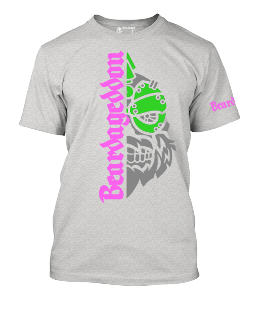 YOUR HWAY! Active Wear T-Shirt Half Skull Front-Green And Pink Design