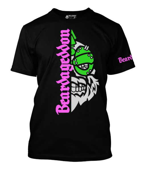 YOUR HWAY! Active Wear T-Shirt Half Skull Front-Green And Pink Design