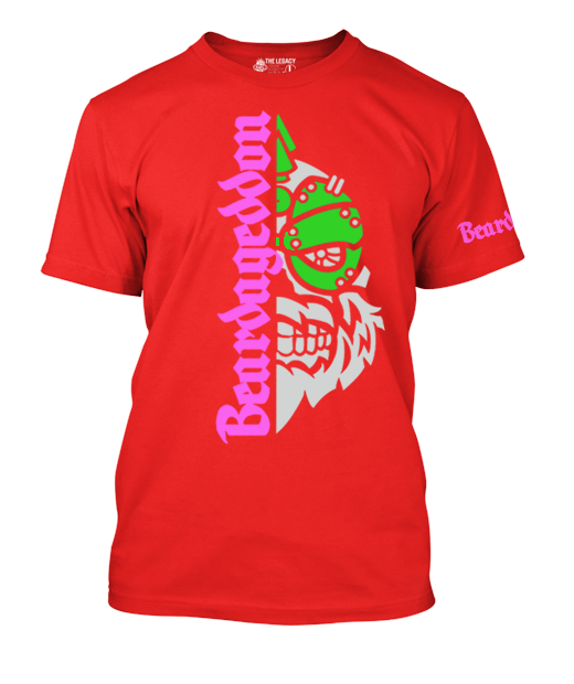 YOUR HWAY! Active Wear T-Shirt Half Skull Front-Green And Pink Design