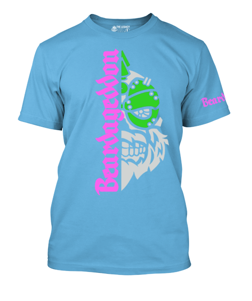 YOUR HWAY! Active Wear T-Shirt Half Skull Front-Green And Pink Design