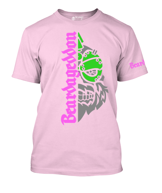 YOUR HWAY! Active Wear T-Shirt Half Skull Front-Green And Pink Design