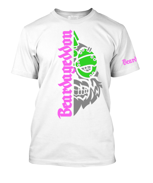 YOUR HWAY! Active Wear T-Shirt Half Skull Front-Green And Pink Design