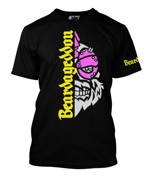 YOUR HWAY! Active Wear T-Shirt Half Skull Front-Yellow and Pink Design
