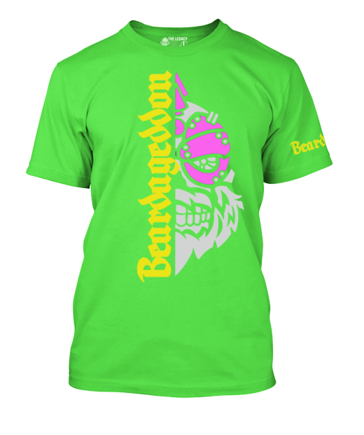 YOUR HWAY! Active Wear T-Shirt Half Skull Front-Yellow and Pink Design