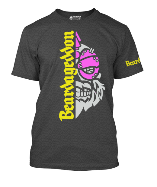 YOUR HWAY! Active Wear T-Shirt Half Skull Front-Yellow and Pink Design