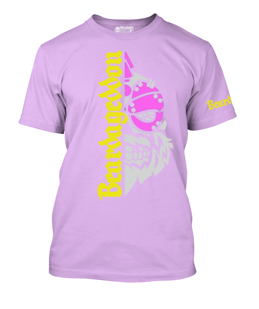YOUR HWAY! Active Wear T-Shirt Half Skull Front-Yellow and Pink Design