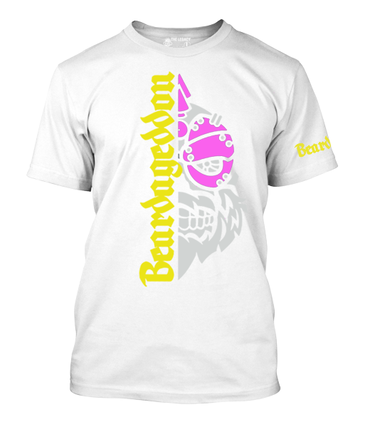 YOUR HWAY! Active Wear T-Shirt Half Skull Front-Yellow and Pink Design
