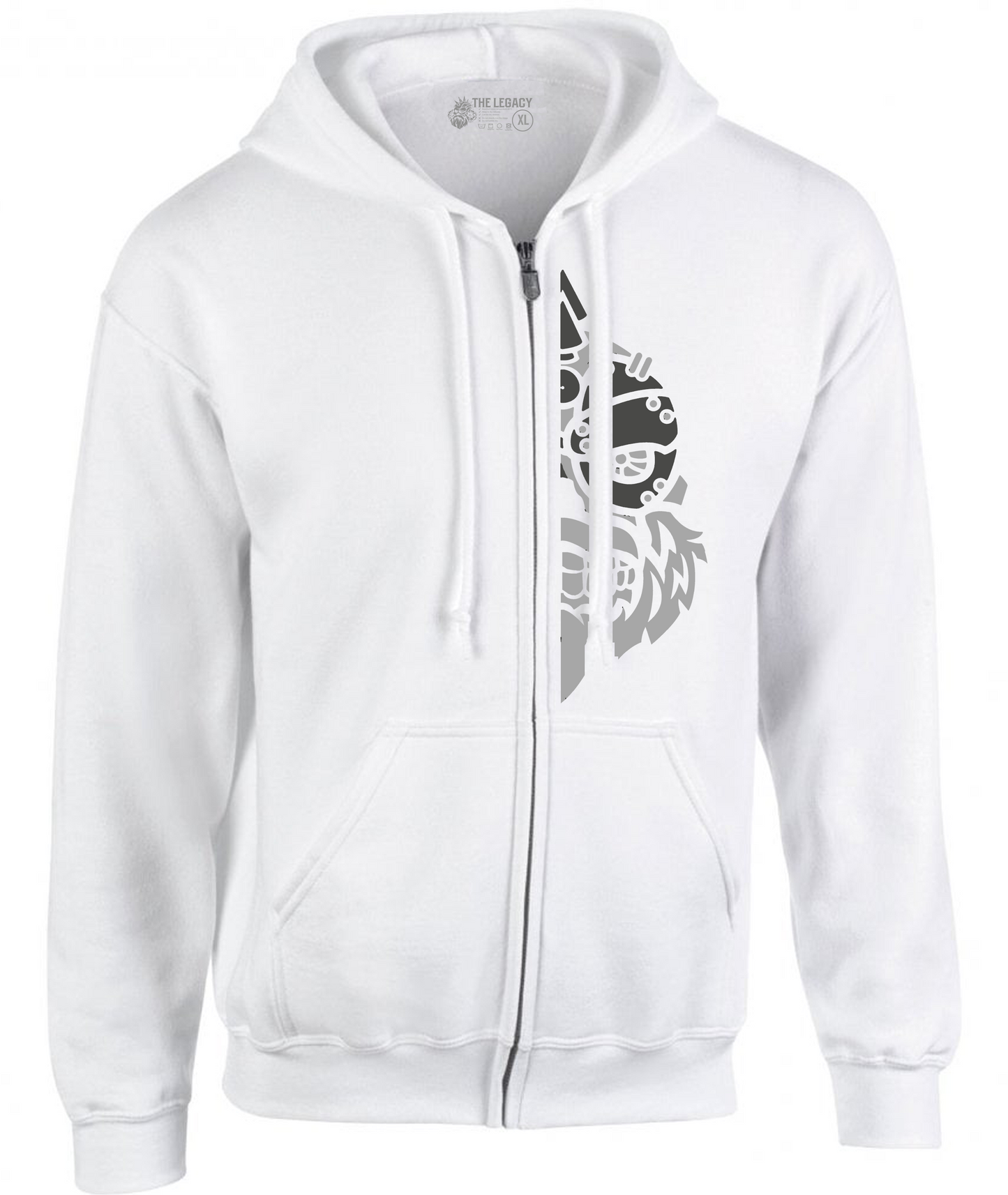 YOUR HWAY! Zipper Hoodie Half Skull Front