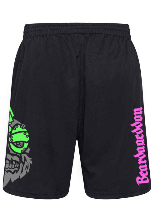 YOUR HWAY! Active Wear Shorts Half Skull Side-Green And Pink Design