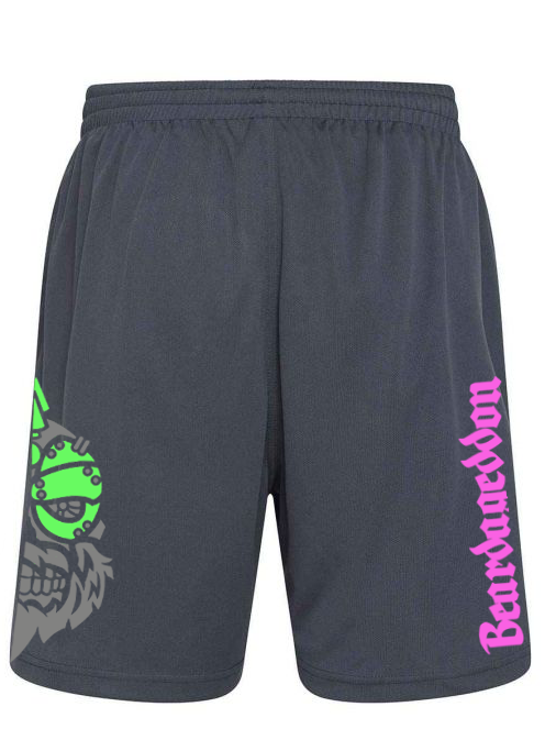 YOUR HWAY! Active Wear Shorts Half Skull Side-Green And Pink Design