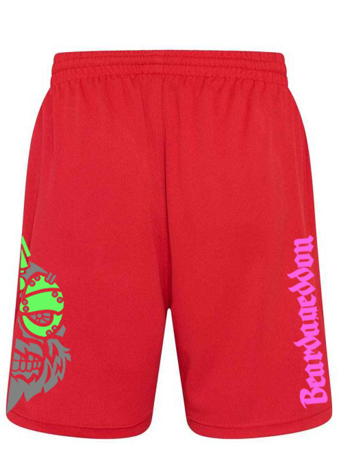 YOUR HWAY! Active Wear Shorts Half Skull Side-Green And Pink Design