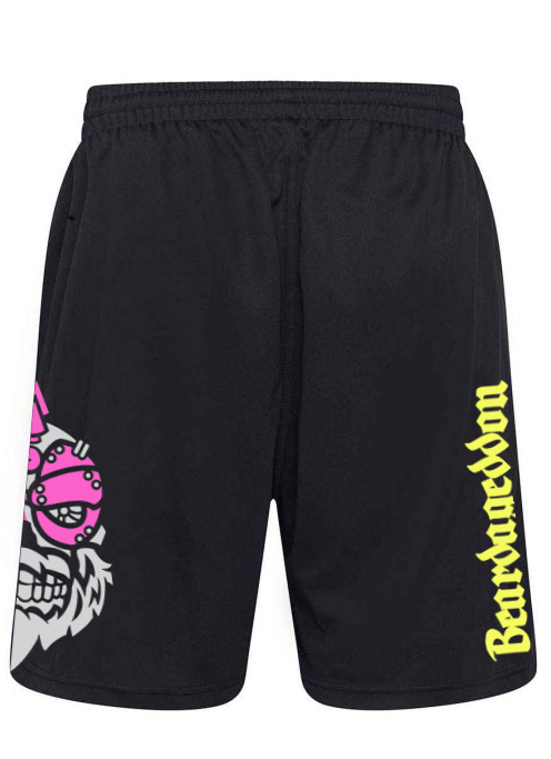 YOUR HWAY! Active Wear Shorts Half Skull Side-Pink And Yellow Design