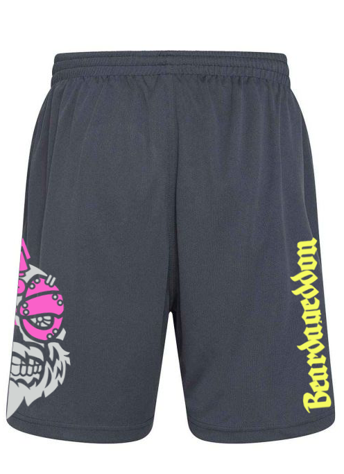 YOUR HWAY! Active Wear Shorts Half Skull Side-Pink And Yellow Design