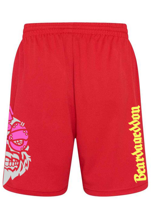 YOUR HWAY! Active Wear Shorts Half Skull Side-Pink And Yellow Design