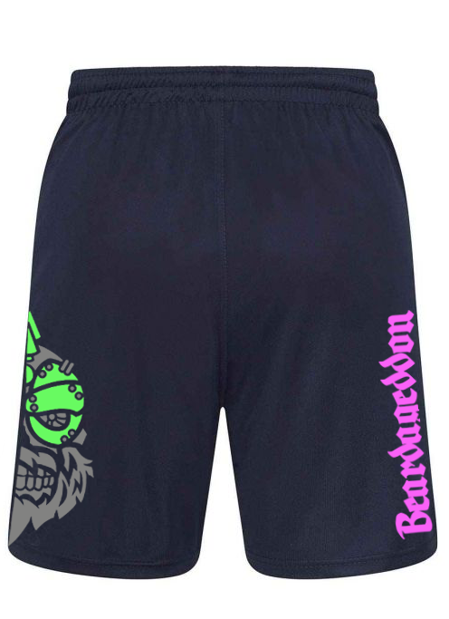 YOUR HWAY! Active Wear Shorts Half Skull Side-Green And Pink Design