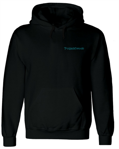Pocket PushinWood Hoodie with Teal Bucket Head Backprint