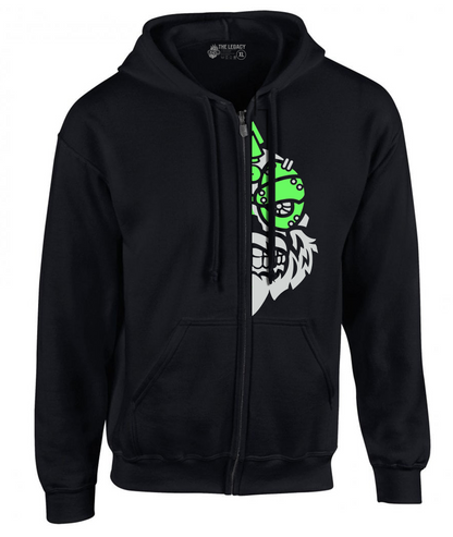 YOUR HWAY! Zipper Hoodie Half Skull Front