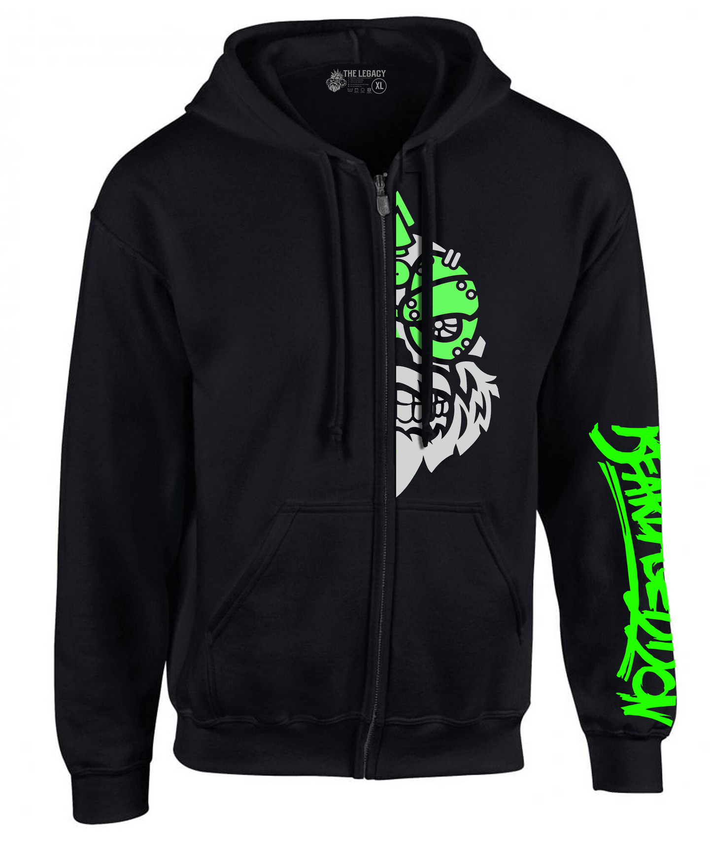 YOUR HWAY! Zipper Hoodie Half Skull Front