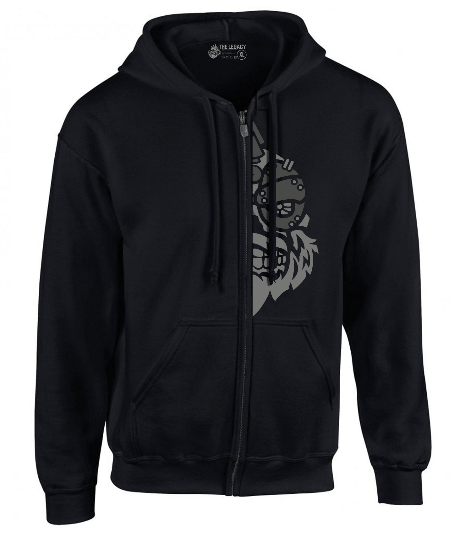 YOUR HWAY! Zipper Hoodie Half Skull Front