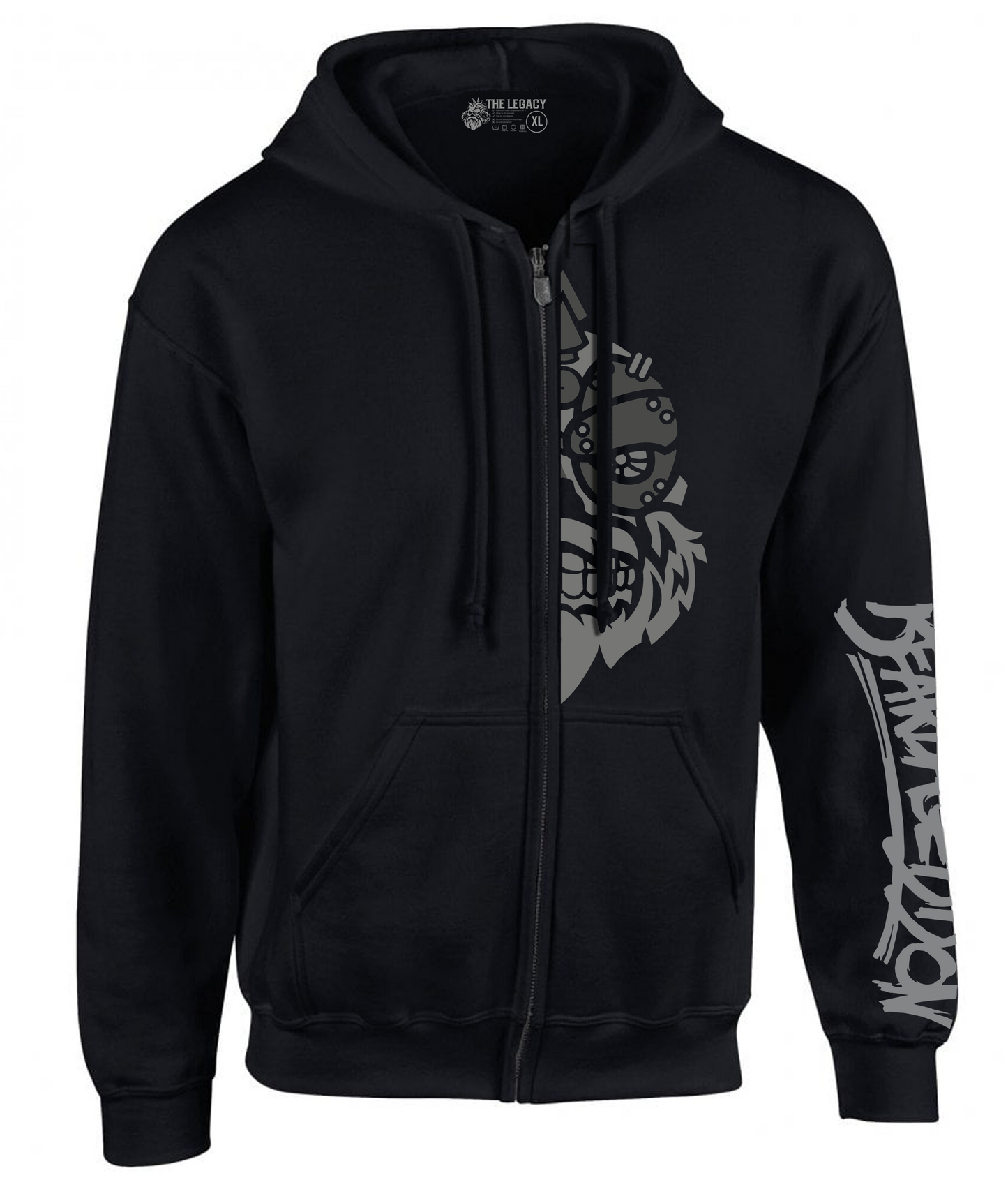 YOUR HWAY! Zipper Hoodie Half Skull Front
