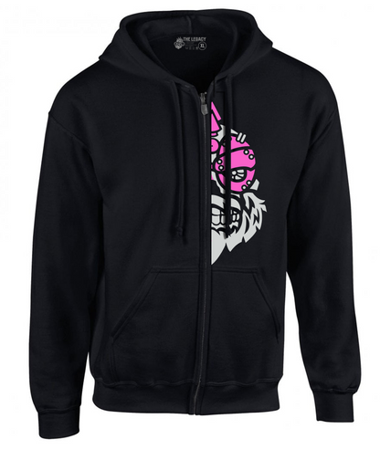 YOUR HWAY! Zipper Hoodie Half Skull Front
