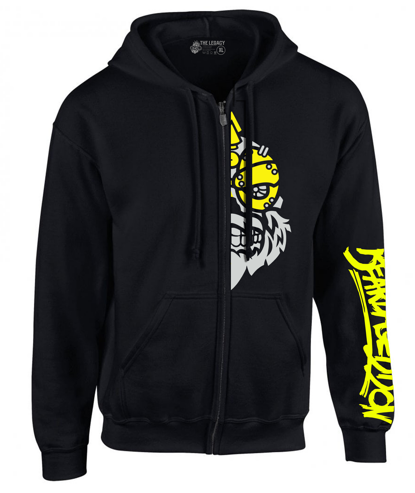 YOUR HWAY! Zipper Hoodie Half Skull Front
