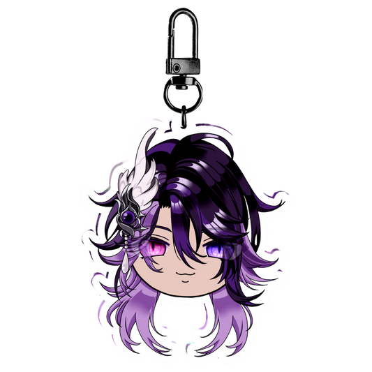 Bubi Head- Purple Hair Acrylic Keychain