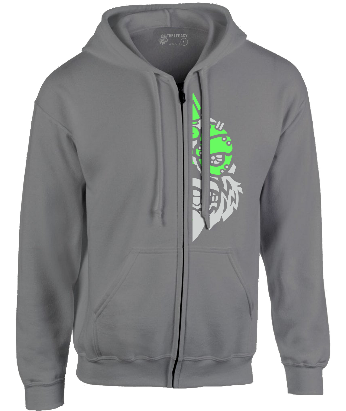 YOUR HWAY! Zipper Hoodie Half Skull Front