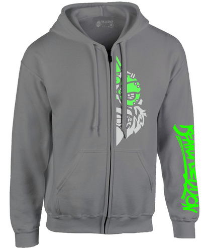 YOUR HWAY! Zipper Hoodie Half Skull Front