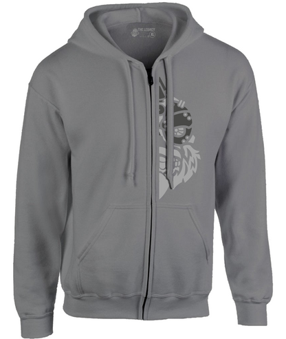 YOUR HWAY! Zipper Hoodie Half Skull Front