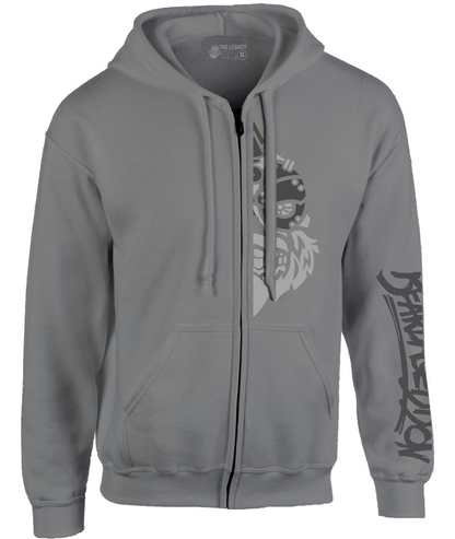YOUR HWAY! Zipper Hoodie Half Skull Front