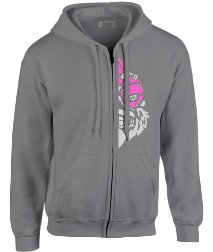 YOUR HWAY! Zipper Hoodie Half Skull Front