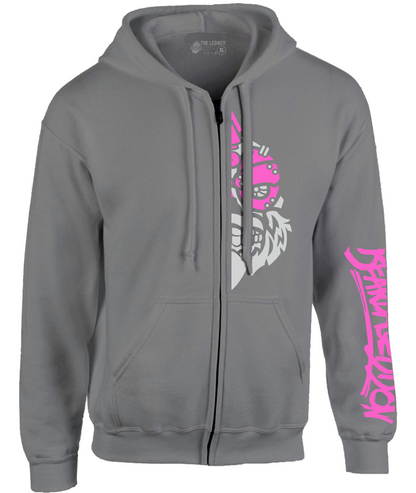 YOUR HWAY! Zipper Hoodie Half Skull Front