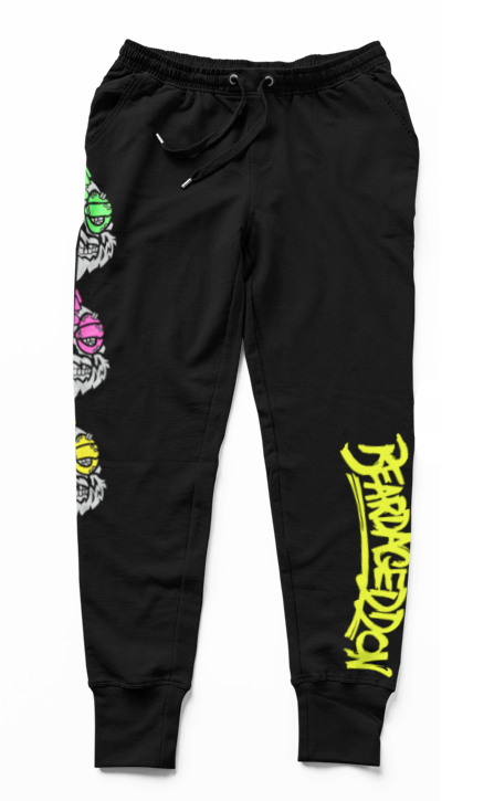 YOUR HWAY! Black Joggers with Half Skull Print