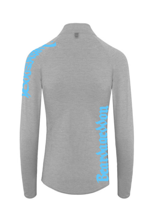 YOUR HWAY! Active Wear Half Zip Jacket Half Skull Front-Ash Grey