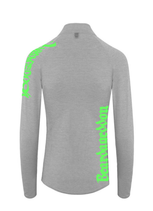 YOUR HWAY! Active Wear Half Zip Jacket Half Skull Front-Ash Grey