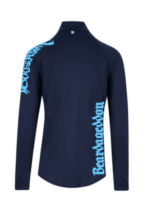 YOUR HWAY! Active Wear Half Zip Jacket Half Skull Front-Navy Blue