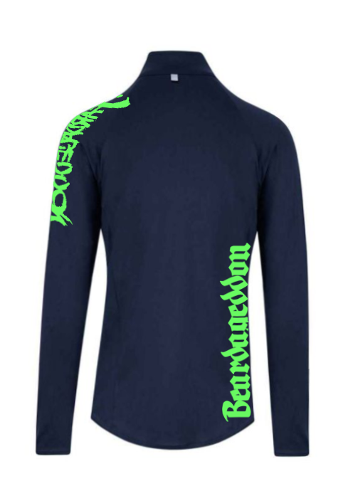 YOUR HWAY! Active Wear Half Zip Jacket Half Skull Front-Navy Blue