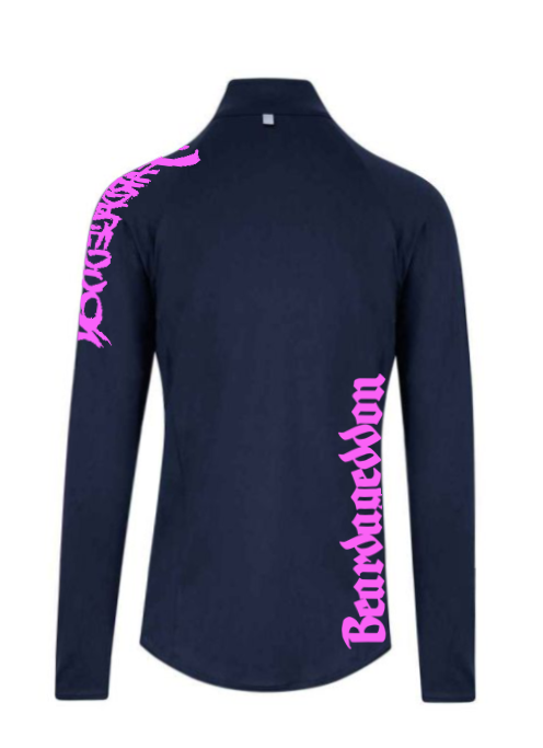 YOUR HWAY! Active Wear Half Zip Jacket Half Skull Front-Navy Blue